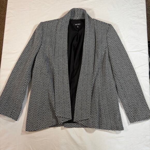 Nine West women’s open blazer. Size 8. Herringbone black white. Workwear. - Picture 4 of 7